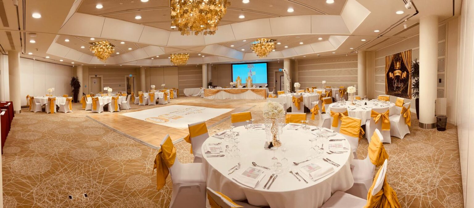 Ballroom decorated by Maloffworld for a gala dinner